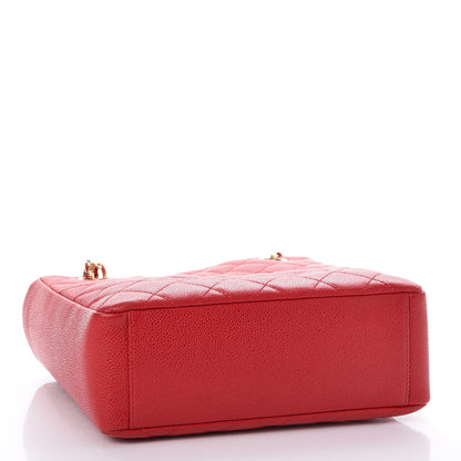 Chanel Caviar Quilted Petit Shopping Tote PST Red 4 of 10