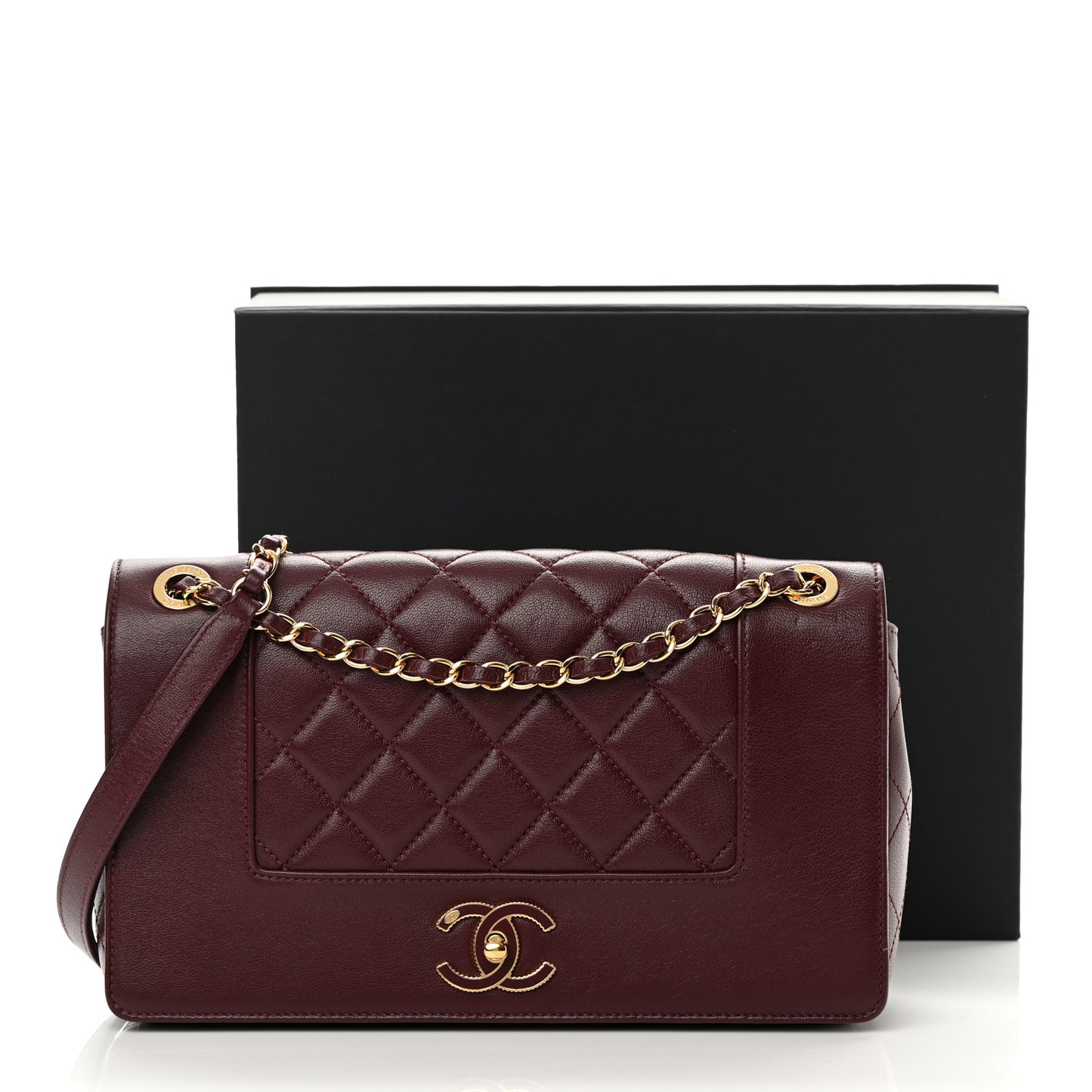 Sheepskin Quilted Vintage Mademoiselle Flap Dark Red