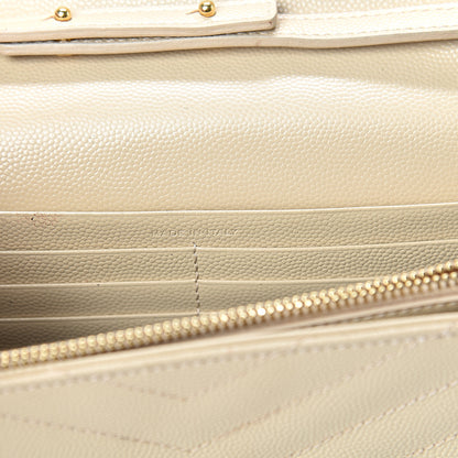 Saint Laurent Grain De Poudre Matelasse Chevron Monogram Chain Wallet Nude Powder 6 of 15