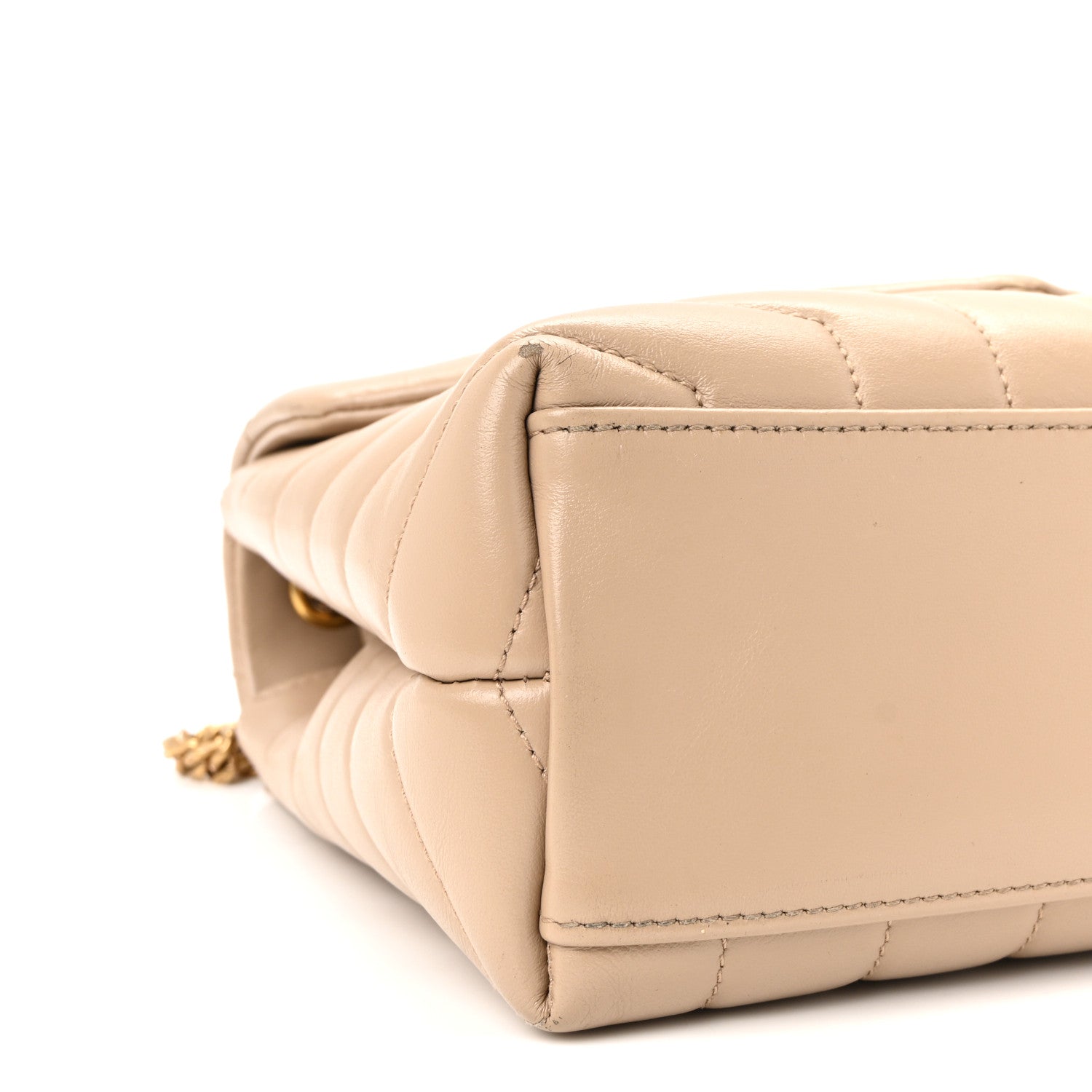 Saint Laurent Calfskin Y Quilted Monogram Small Loulou Chain Satchel Dark Beige 8 of 9