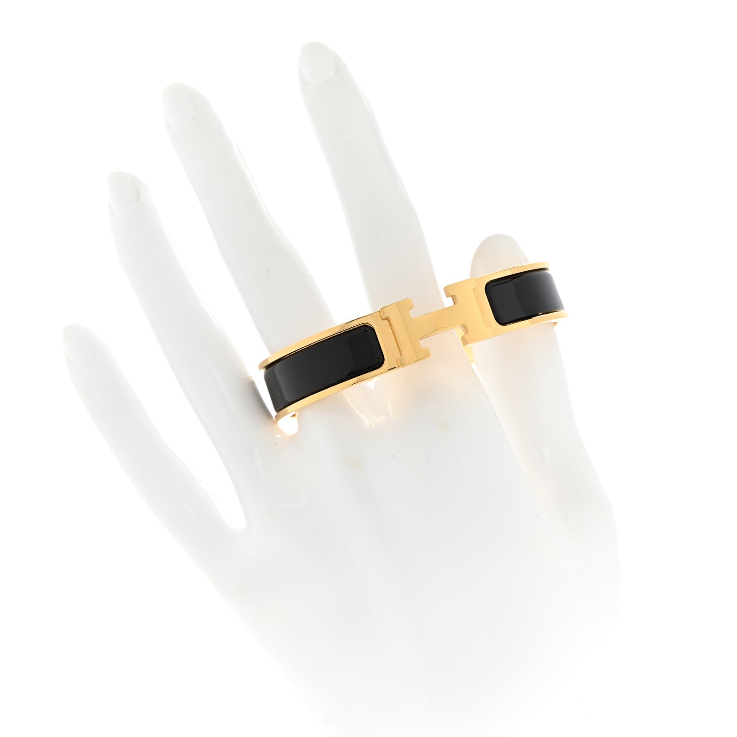 Hermes Enamel Narrow Clic Clac H Bracelet GM Black 2 of 5