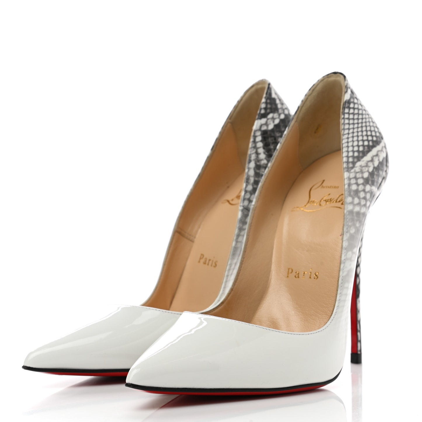 Patent Degrade Snakeskin Printed So Kate 120 Pumps 35 White Roccia