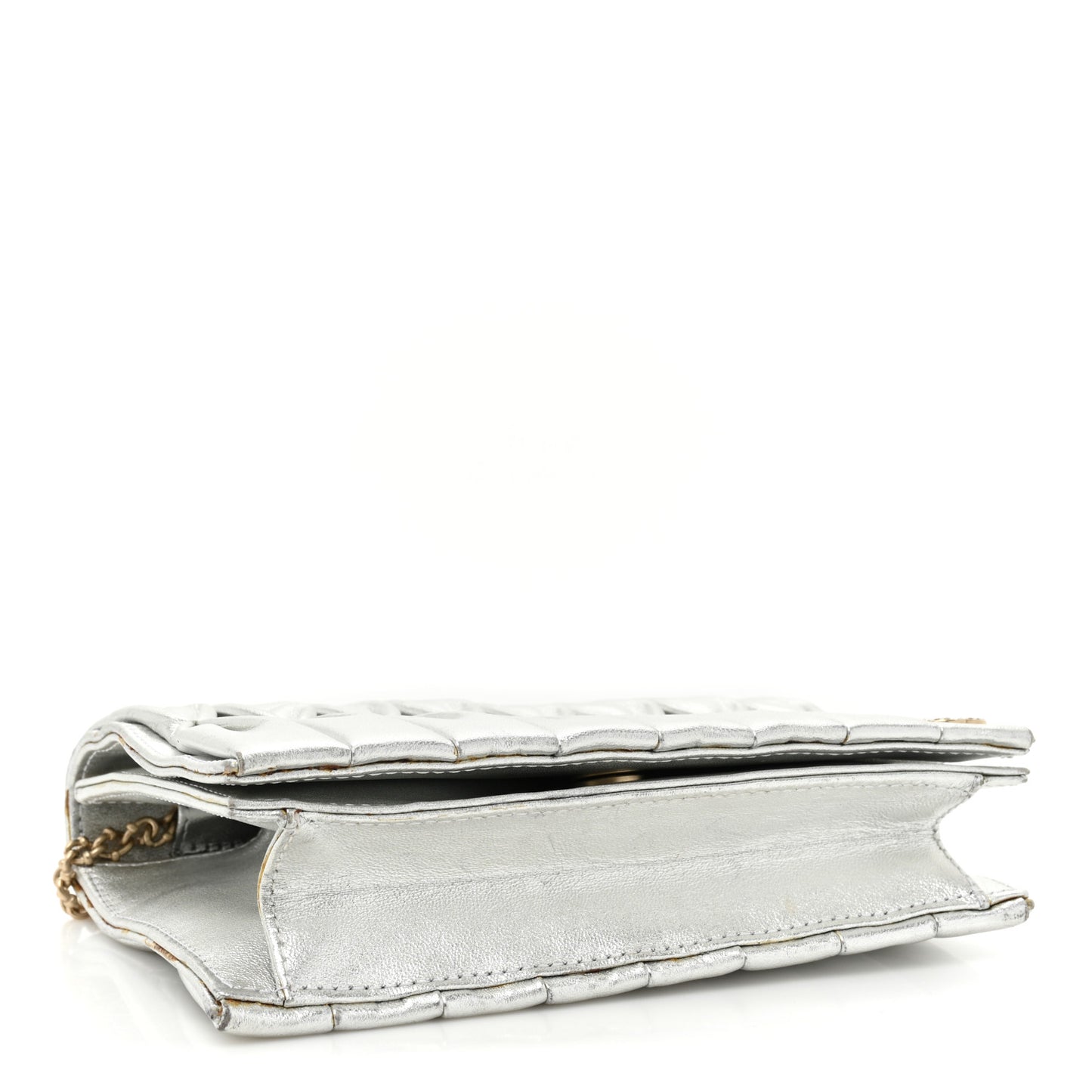 Metallic Lambskin Sac Pochette Argent