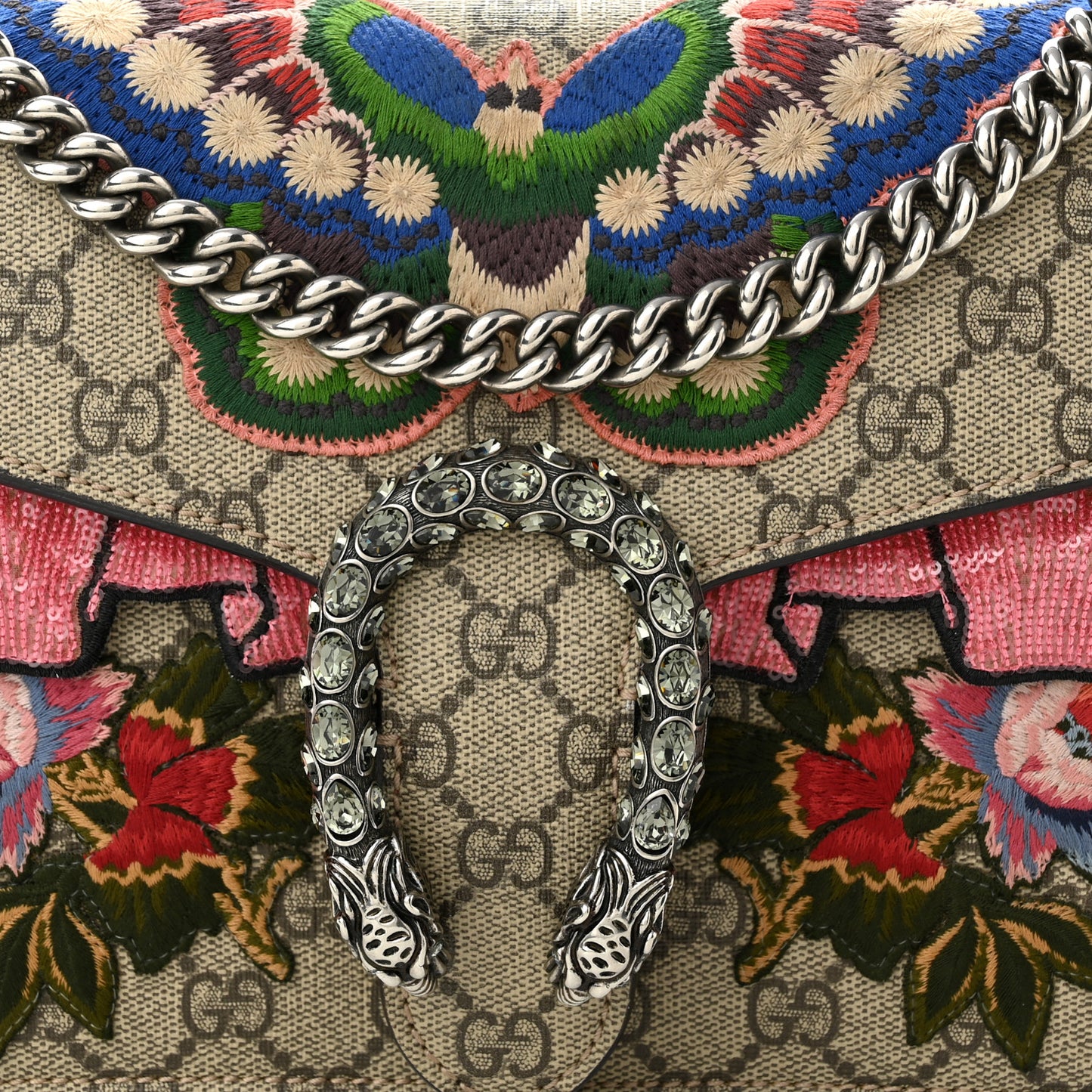 GG Supreme Monogram Embroidered Small Dionysus Shoulder Bag