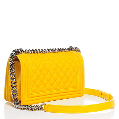 Chanel Velvet Quilted Medium Boy Flap Yellow 3 of 7