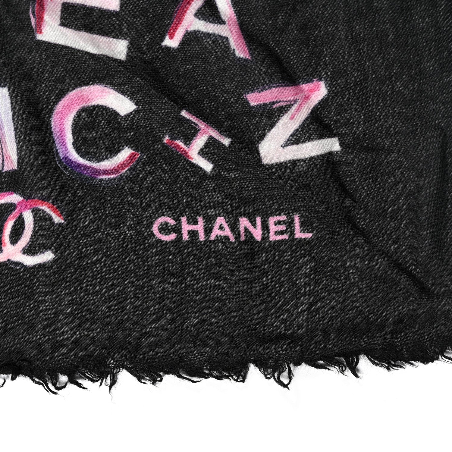 Chanel Cashmere CC Logo Shawl Black Multicolor 2 of 4