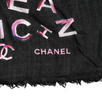 Chanel Cashmere CC Logo Shawl Black Multicolor 2 of 4