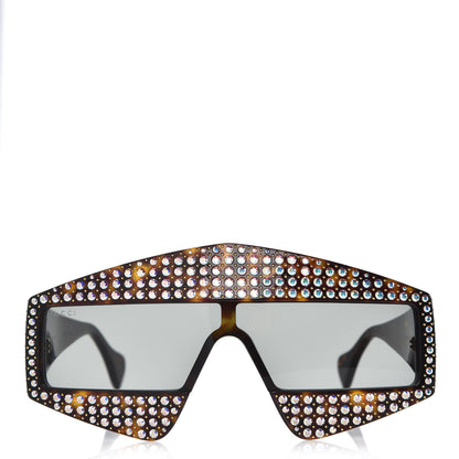 Gucci Crystal Rectangular Frame Sunglasses GG0357S Tortoiseshell 2 of 8