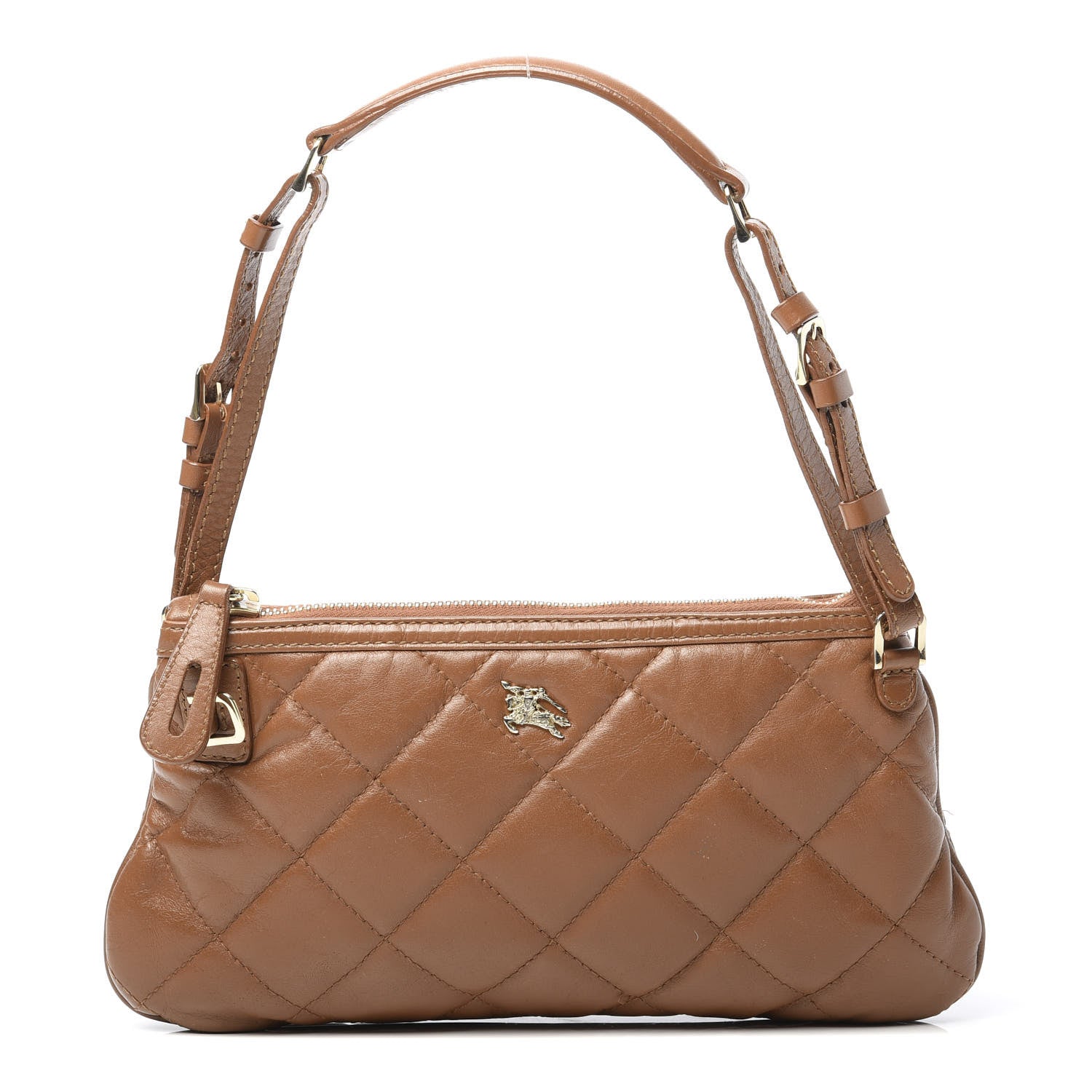 Burberry Lambskin Quilted Small Manor Pochette Shoulder Bag Dark Beige 1 of 13