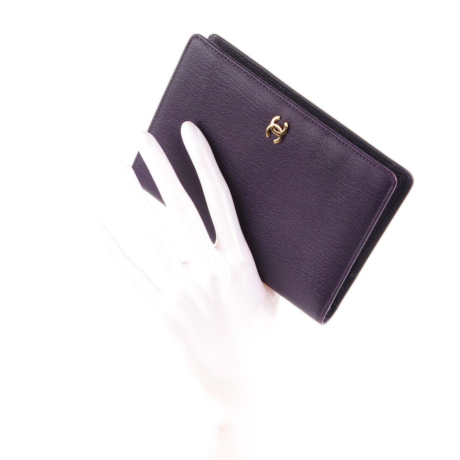 Chanel Goatskin Bi-Fold Wallet Purple 2 of 8
