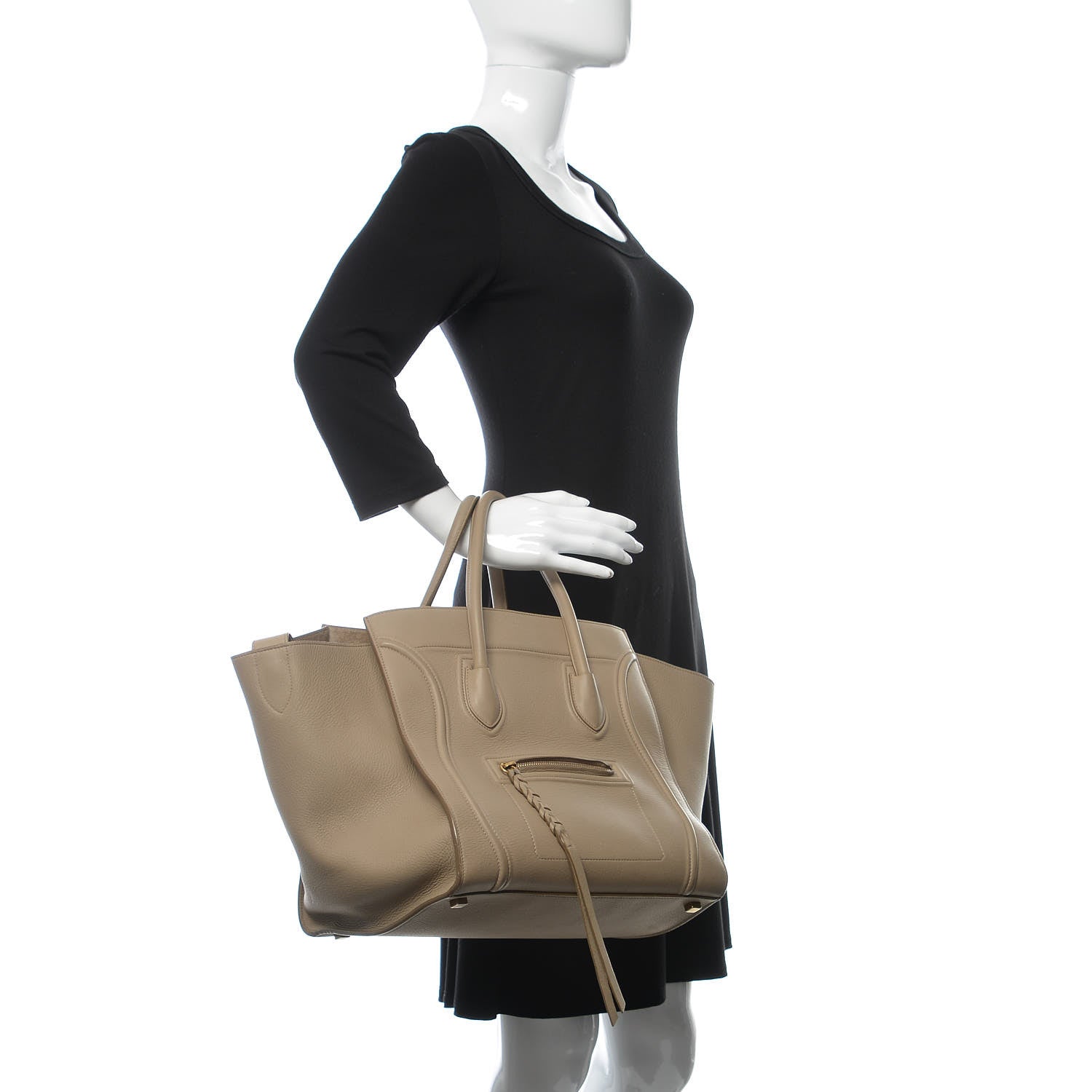 Celine Supple Calfskin Medium Phantom Luggage Beige 2 of 17
