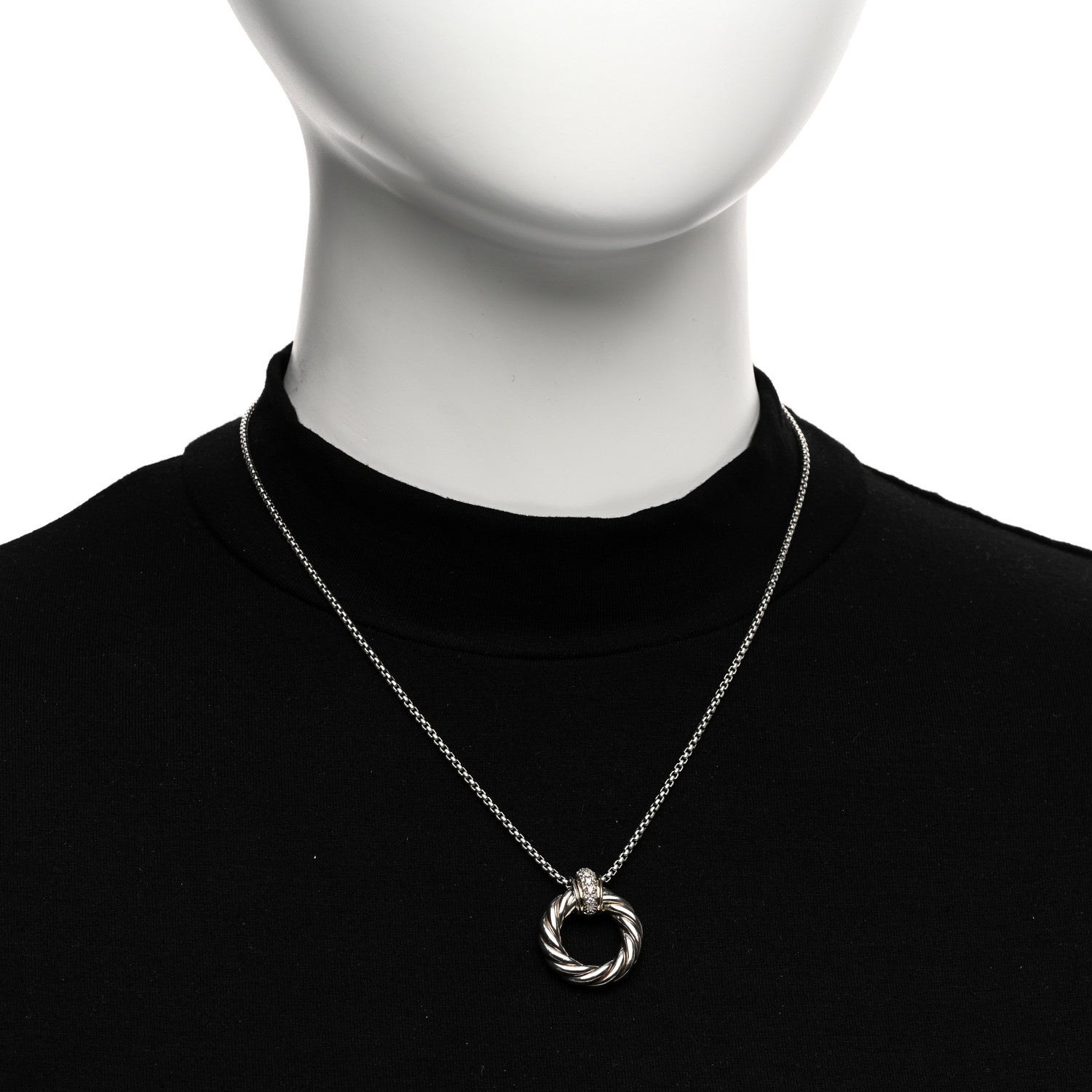 David Yurman DAVID YURMAN Sterling Silver 18K Yellow Gold Diamond Small Cable Classics Pendant Necklace 2 of 4