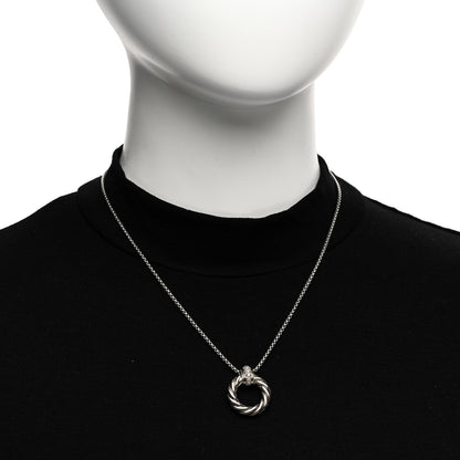 David Yurman DAVID YURMAN Sterling Silver 18K Yellow Gold Diamond Small Cable Classics Pendant Necklace 2 of 4
