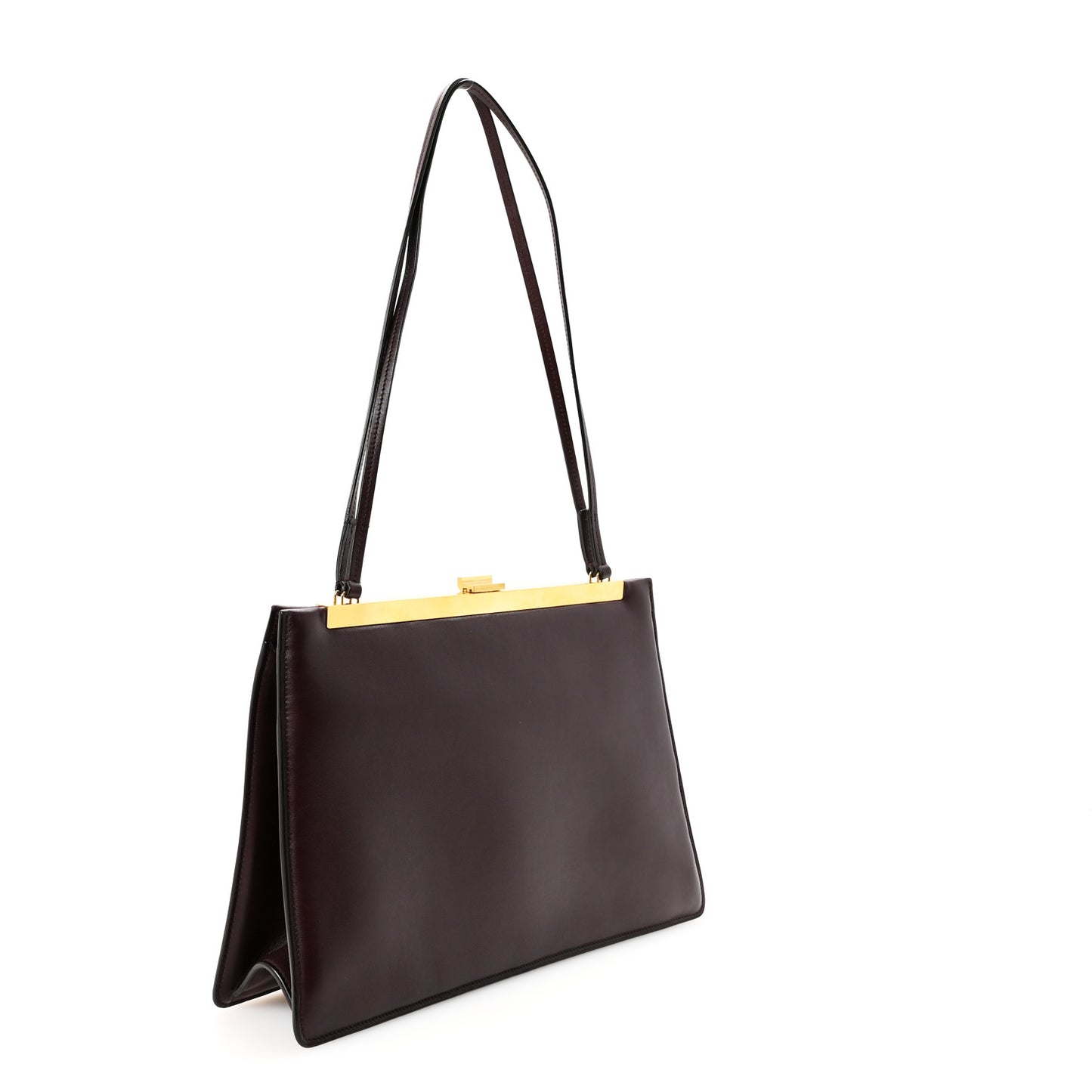 Patina Box Calfskin Medium Clasp Bag Bordeaux