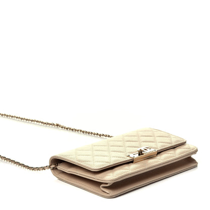 Chanel Caviar Quilted Golden Class Wallet On Chain WOC Light Beige 4 of 9