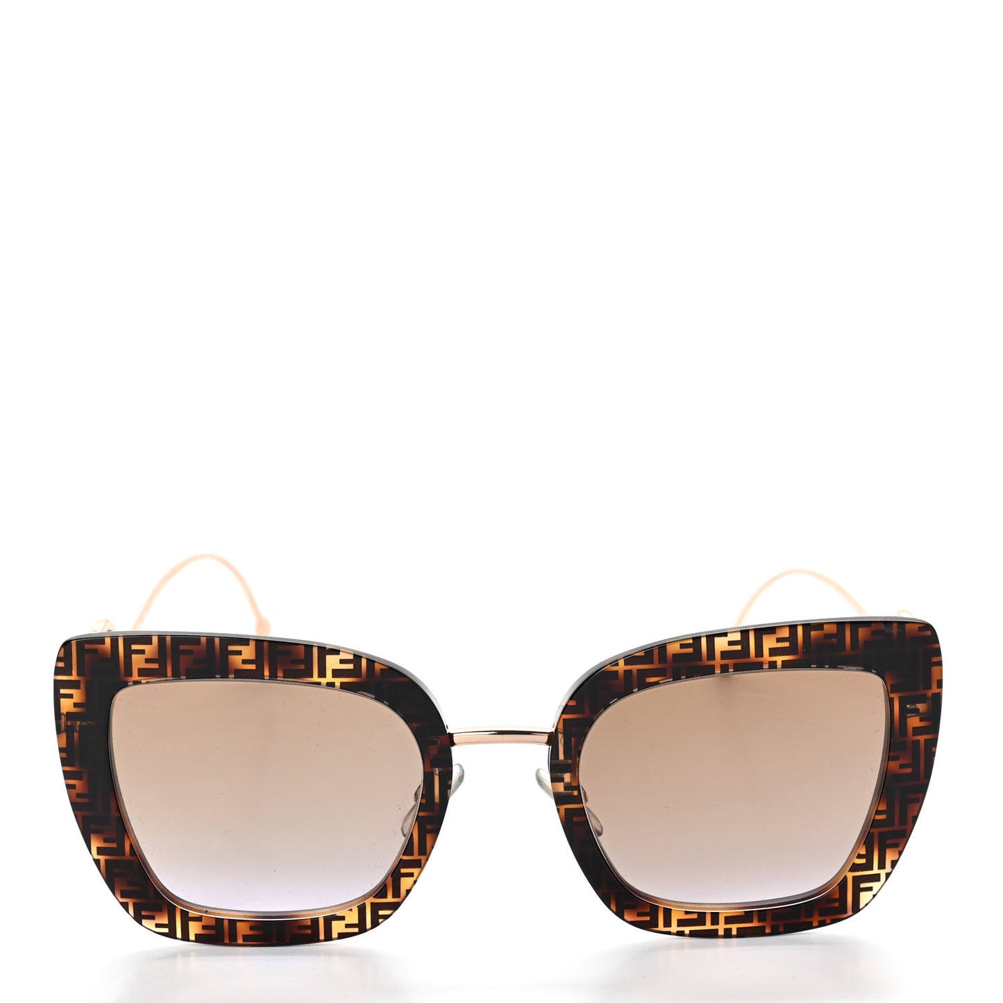 Acetate Metal F is Fendi FF Square Cat Eye Sunglasses FF 0408/S Havana