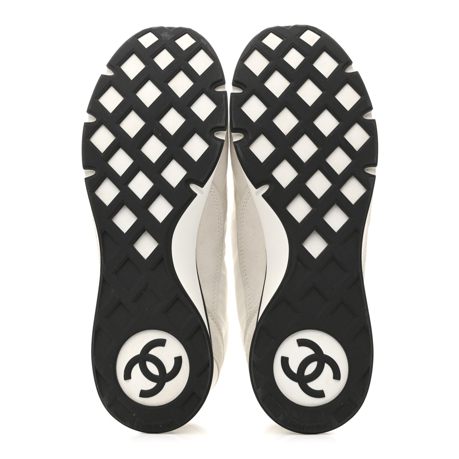 Chanel Nylon Suede Kidskin Calfskin Logo Sneakers 37.5 White Black 6 of 10