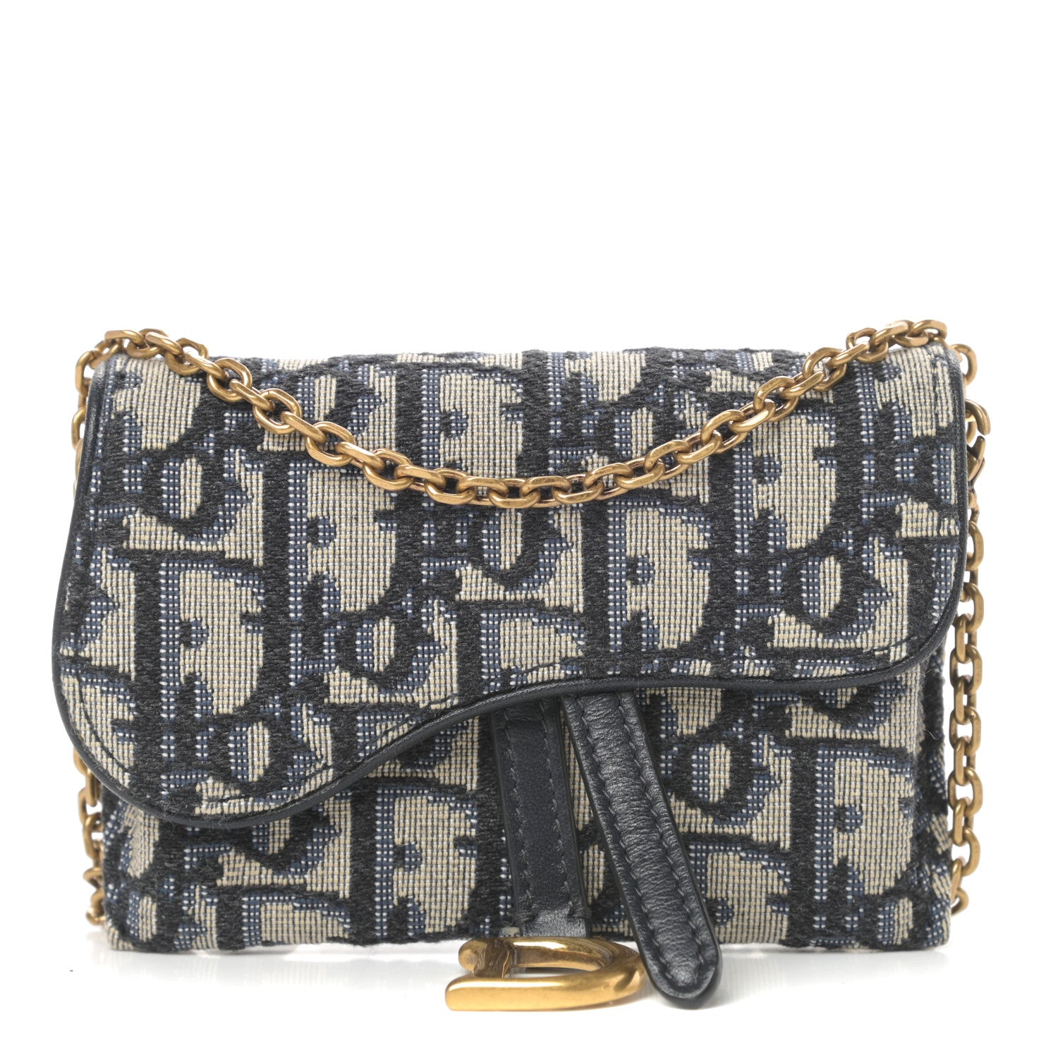 Christian Dior Oblique Nano Saddle Chain Pouch Blue 1 of 14