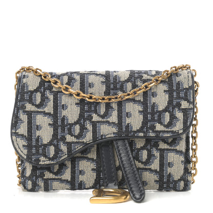 Christian Dior Oblique Nano Saddle Chain Pouch Blue 1 of 14