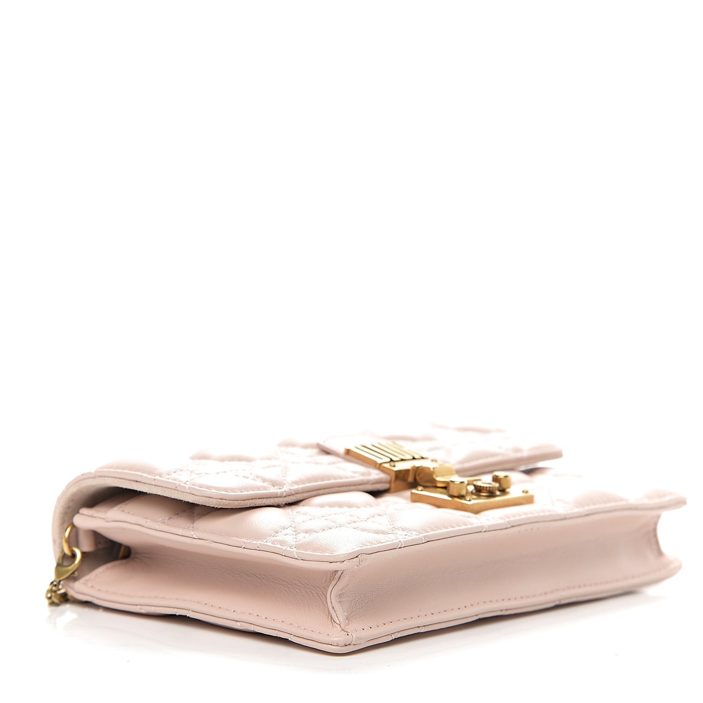 Lambskin Cannage Dioraddict Wallet on Chain Clutch Rose Poudre