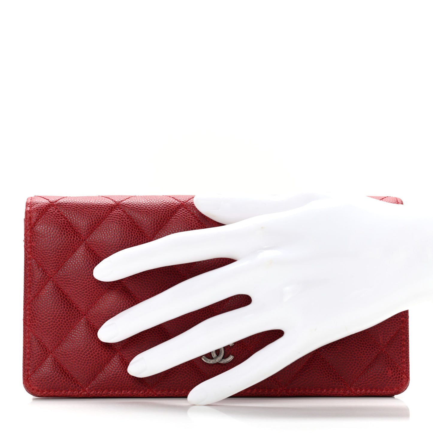 Caviar Quilted Yen Wallet Red