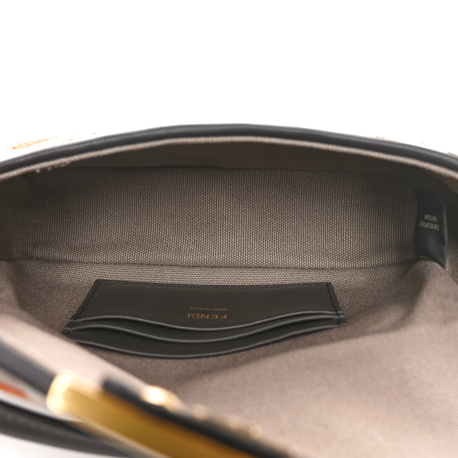 Fendi Canvas Vitello King Seta FF Embroidered Mini Baguette Tartufo Ebano Multicolor 5 of 10