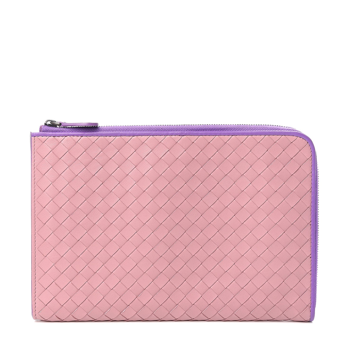 Nappa Intrecciato Flat Zip Pouch Deco Rose Corot