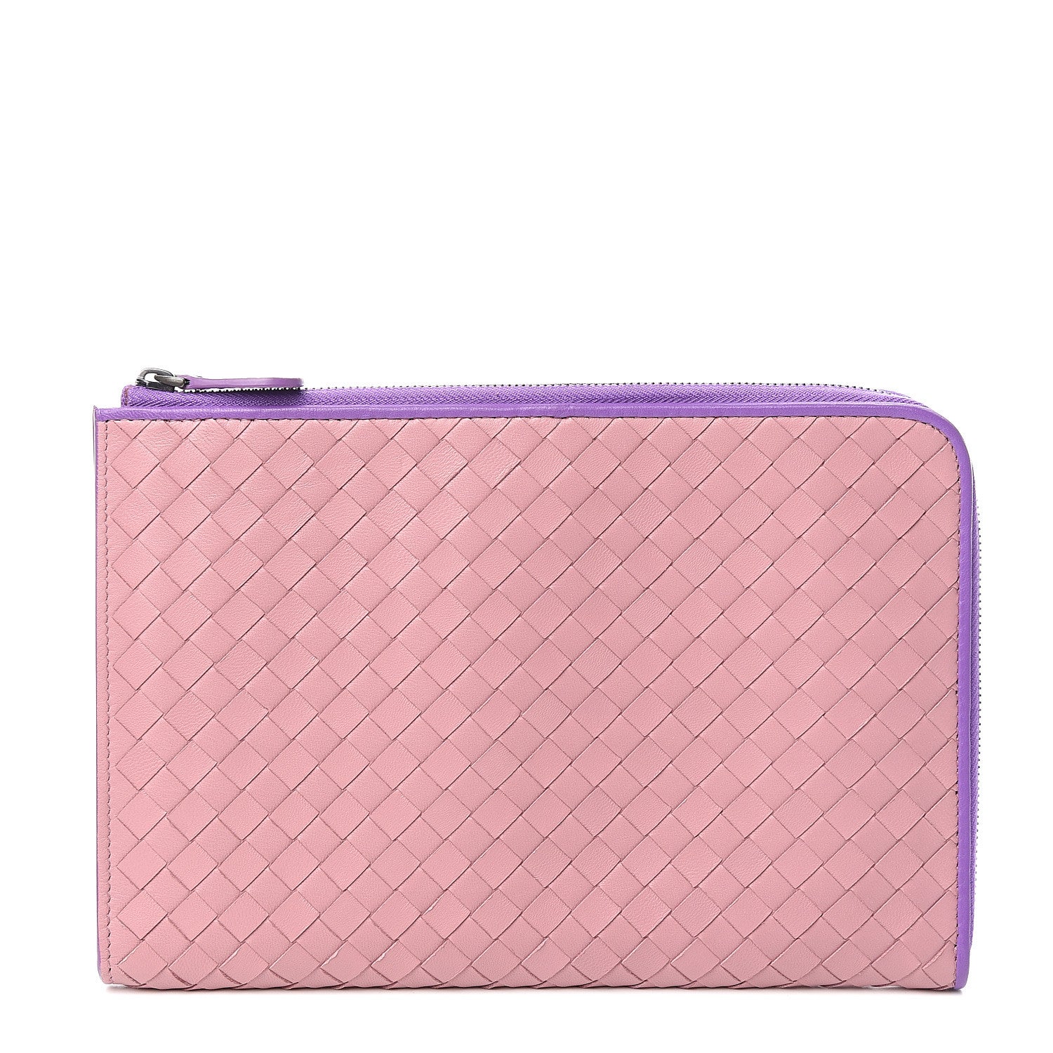 Bottega Veneta Nappa Intrecciato Flat Zip Pouch Deco Rose Corot 1 of 6