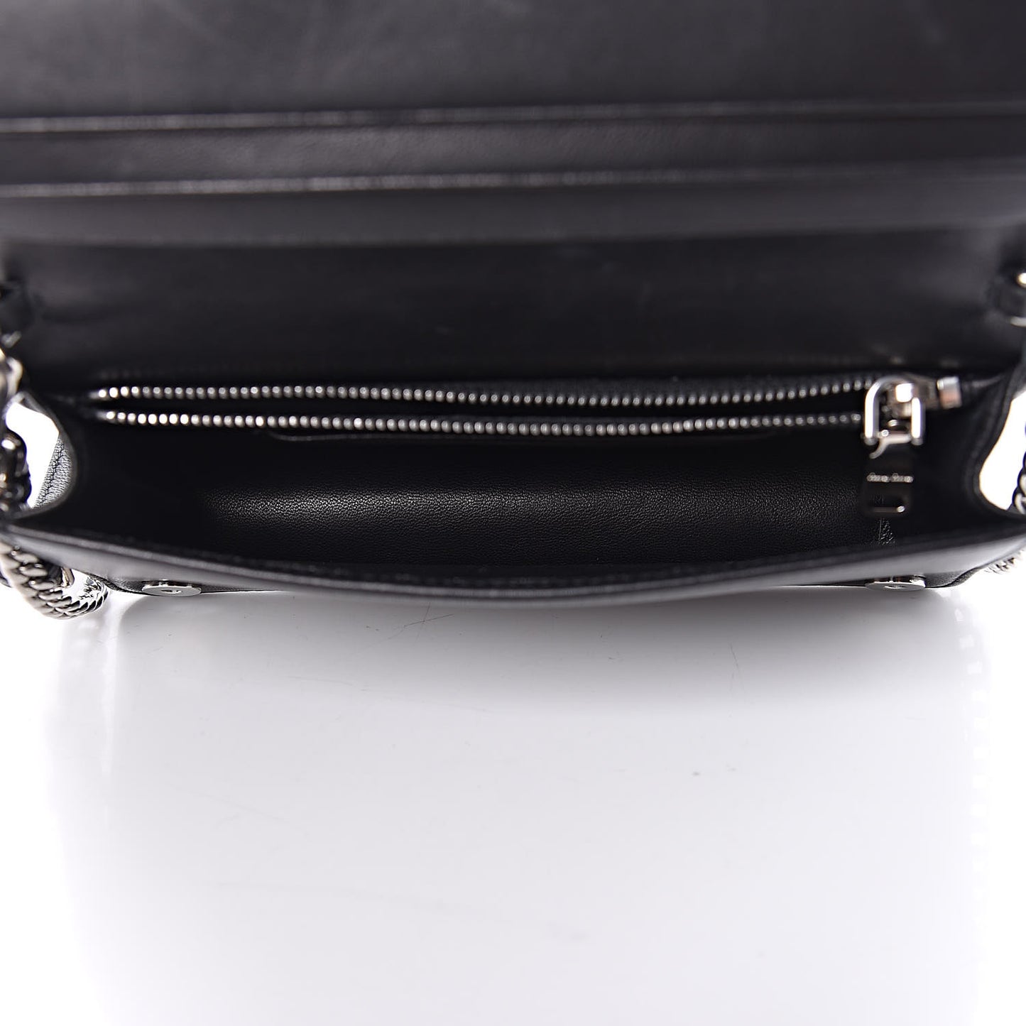 Nappa Matelasse Crystal Pearl Logo Chain Clutch Black