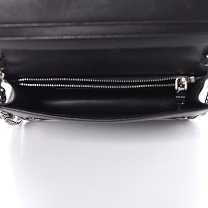 Miu Miu Nappa Matelasse Crystal Pearl Logo Chain Clutch Black 5 of 10