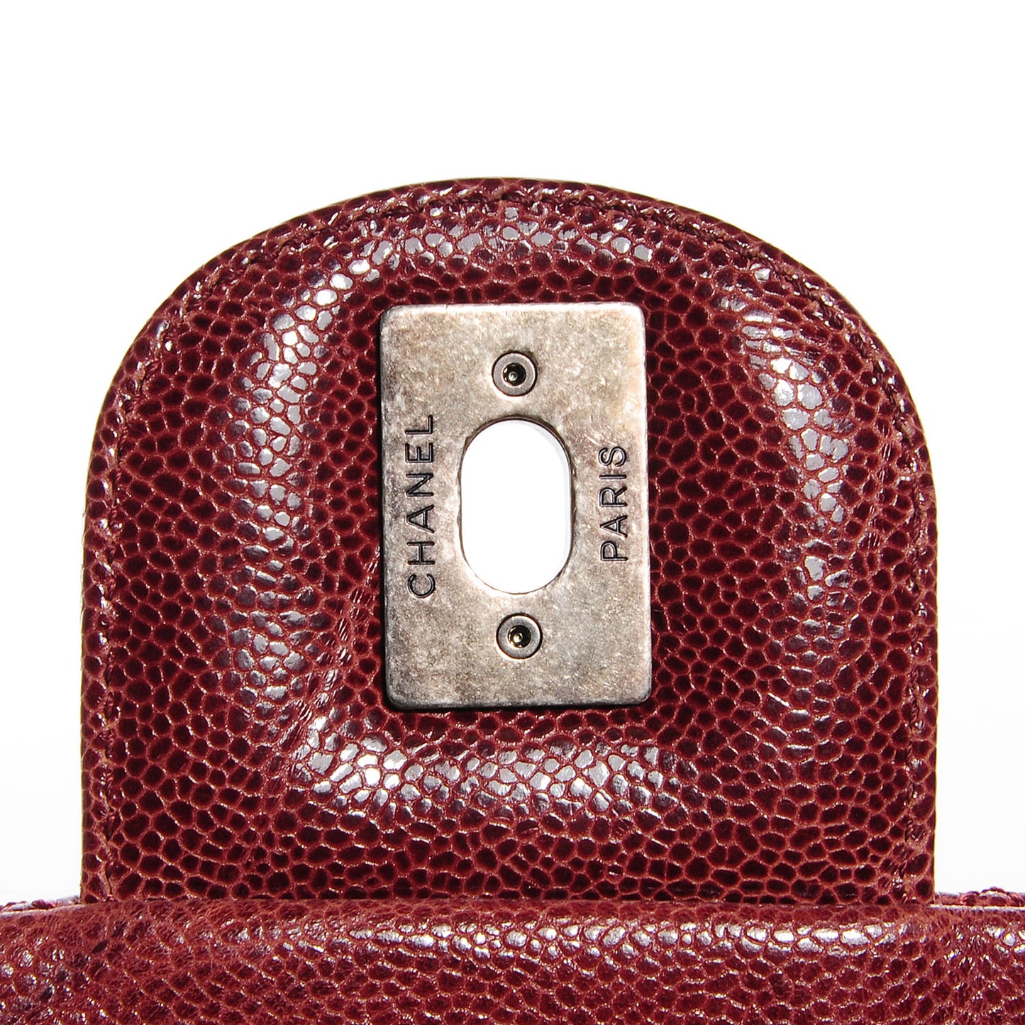 Grained Calfskin Maxi Elastic Flap Burgundy