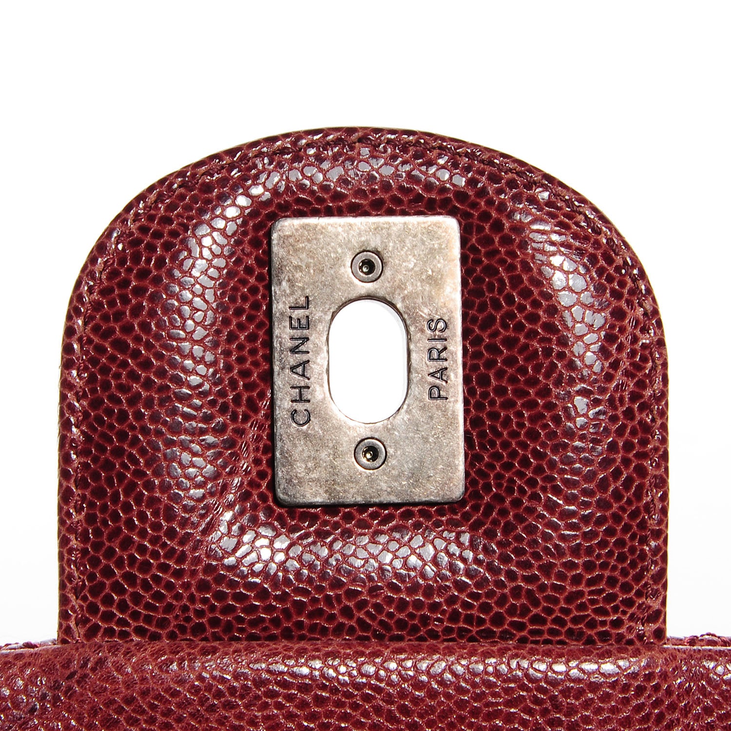 Chanel Grained Calfskin Maxi Elastic Flap Burgundy 6 of 8