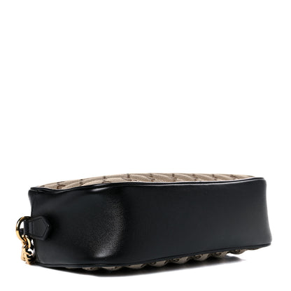 Gucci Monogram Matelasse Diagonal Small GG Marmont Chain Shoulder Bag Beige Black 4 of 15