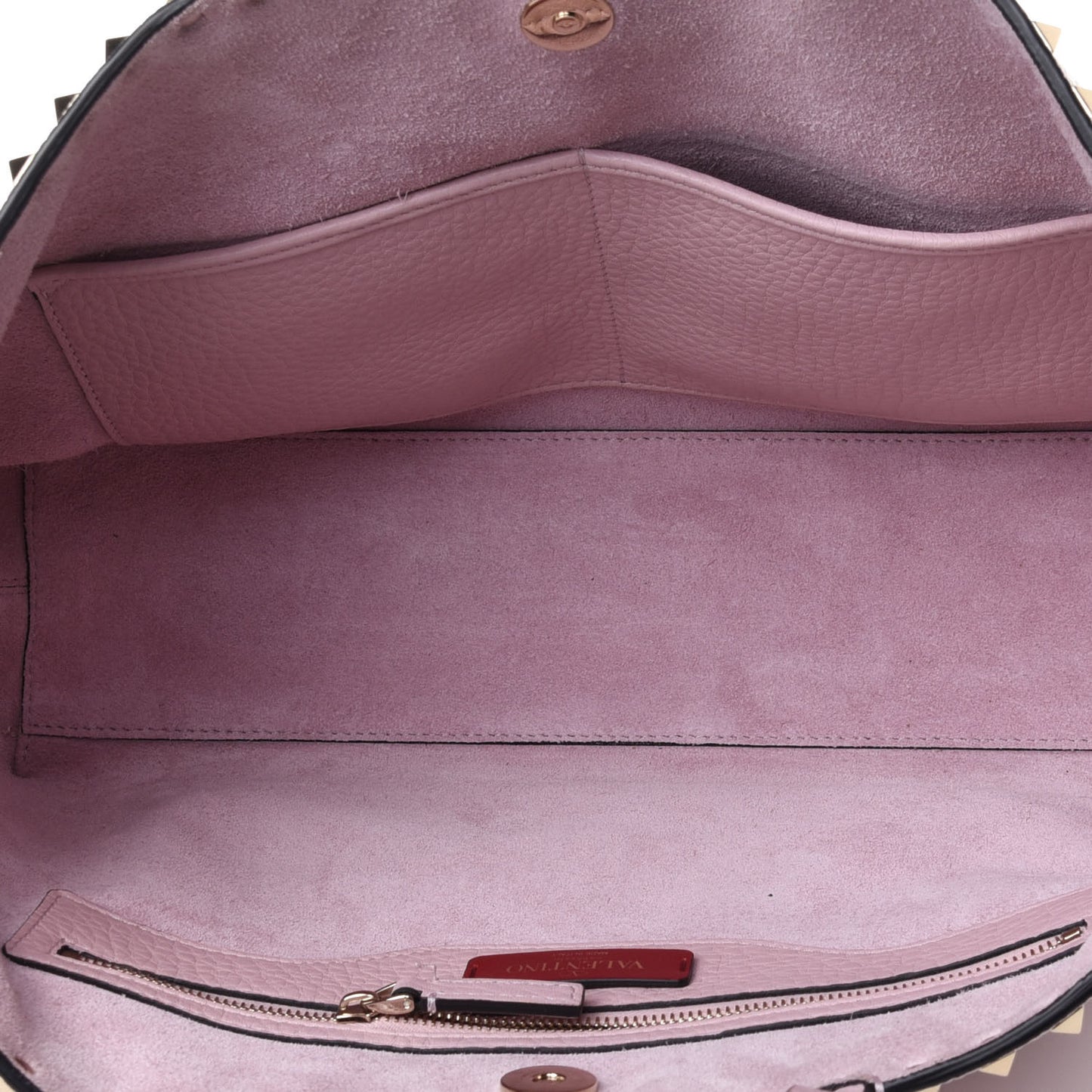 Grained Calfskin Small Rockstud Shoulder Tote Rose Quartz
