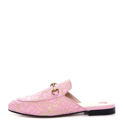 Gucci Lace Malaga Kid Womens Princetown Slippers 39 Sugar Pink Skin Rose 1 of 11