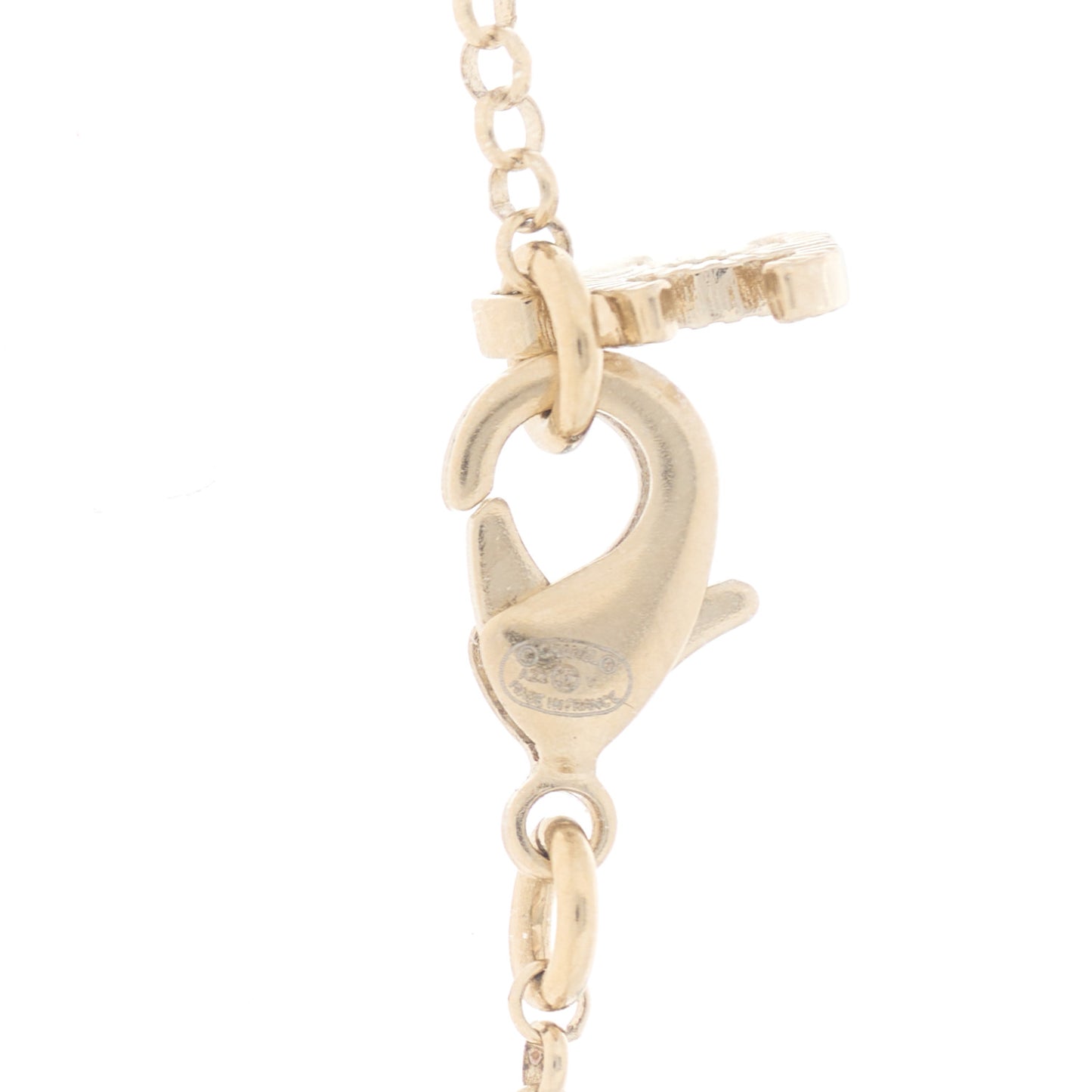 Resin Crystal CC Heart Necklace Pearly White Gold