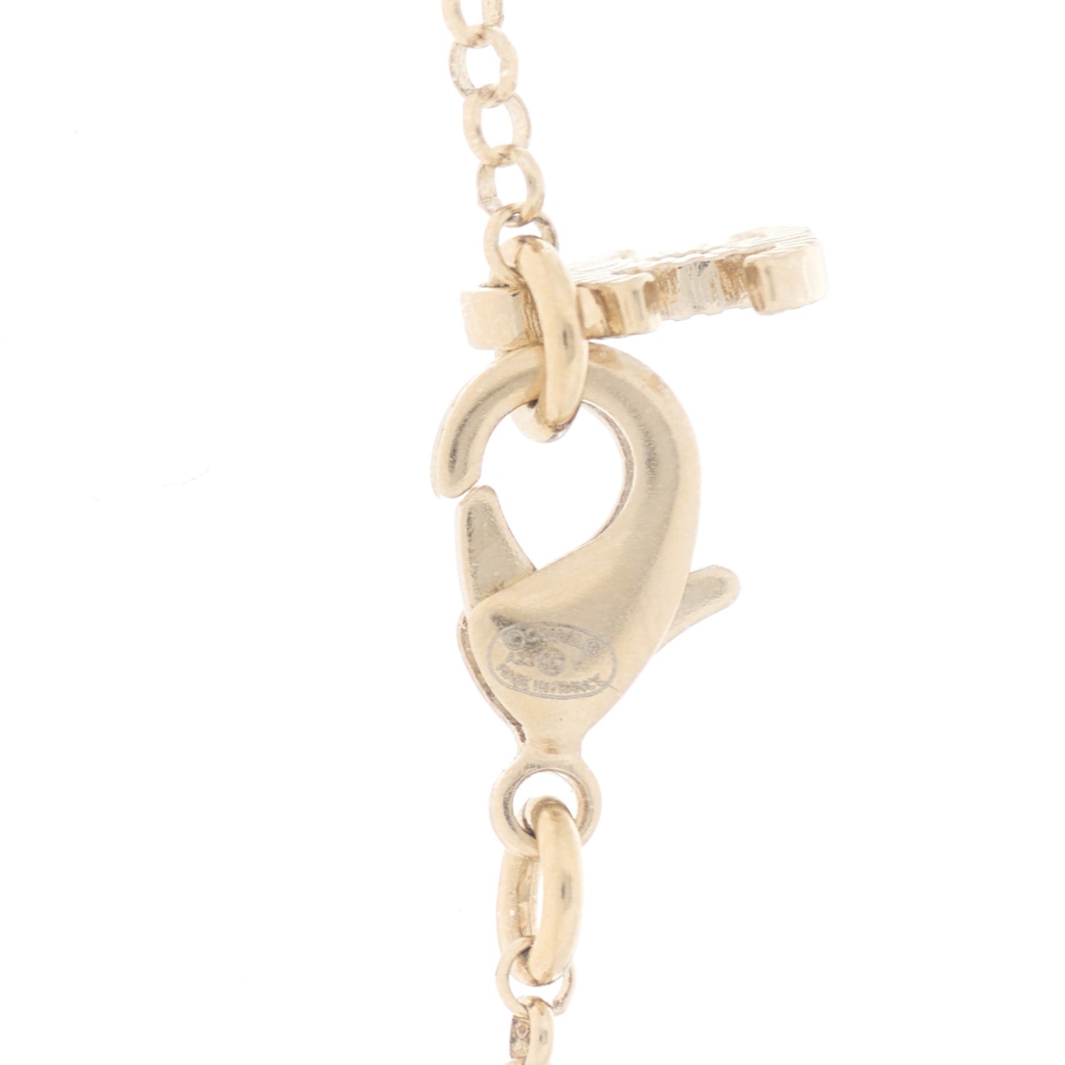 Chanel Resin Crystal CC Heart Necklace Pearly White Gold 3 of 3