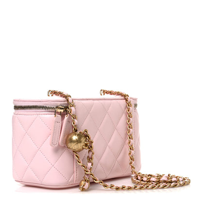 Chanel Lambskin Quilted Small Pearl Crush Vanity Case With Chain Light Pink 3 of 11