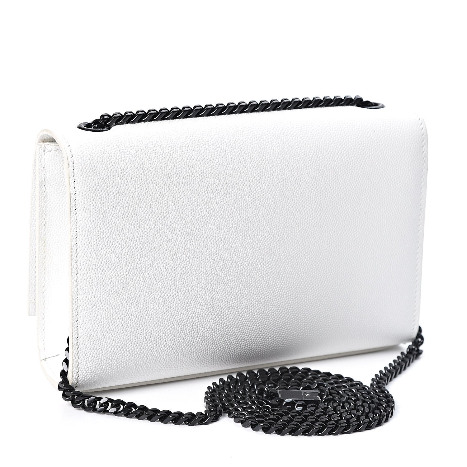 Saint Laurent Grain De Poudre Small Monogram Kate Satchel Porcellana Black 2 of 9