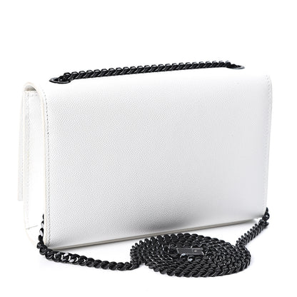 Saint Laurent Grain De Poudre Small Monogram Kate Satchel Porcellana Black 2 of 9