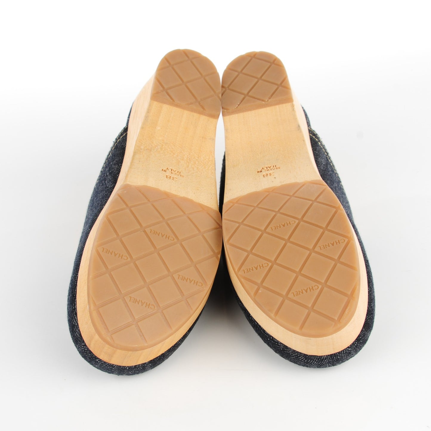 Denim Wooden CC Clogs 38 Blue