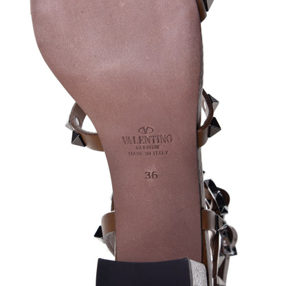 Valentino Garavani Calfskin Rockstud 60mm City Sandals 36 Saddle Brown 6 of 7