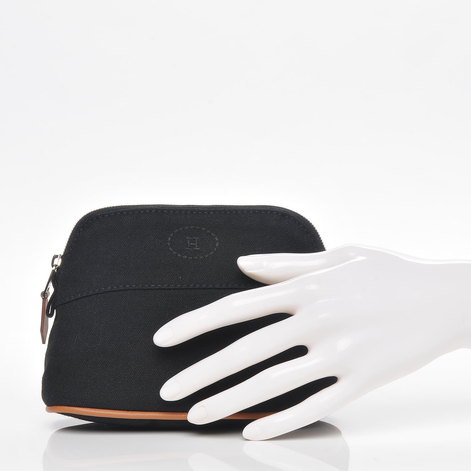 Hermes Cotton Canvas Bolide Travel Cosmetic Pouch Black 2 of 9