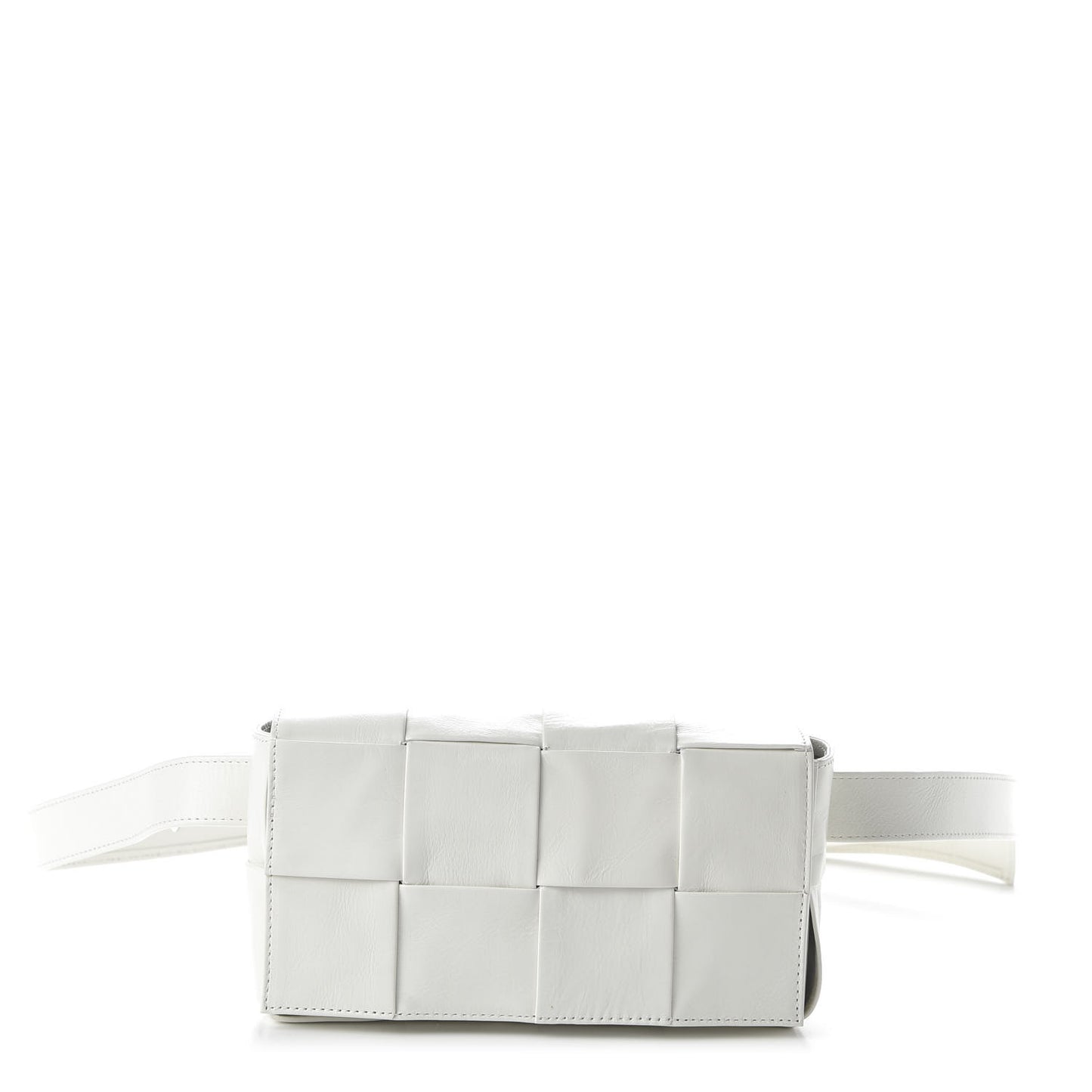 Paper Calfskin Intrecciato Cassette Belt Bag White