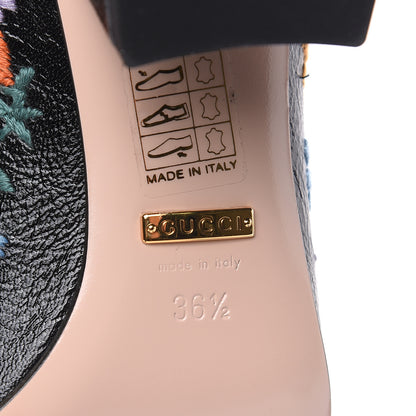 Gucci Skipper Calfskin Floral Embroidered GG Marmont Fringe 50mm Loafer Pumps 36.5 Black 9 of 11