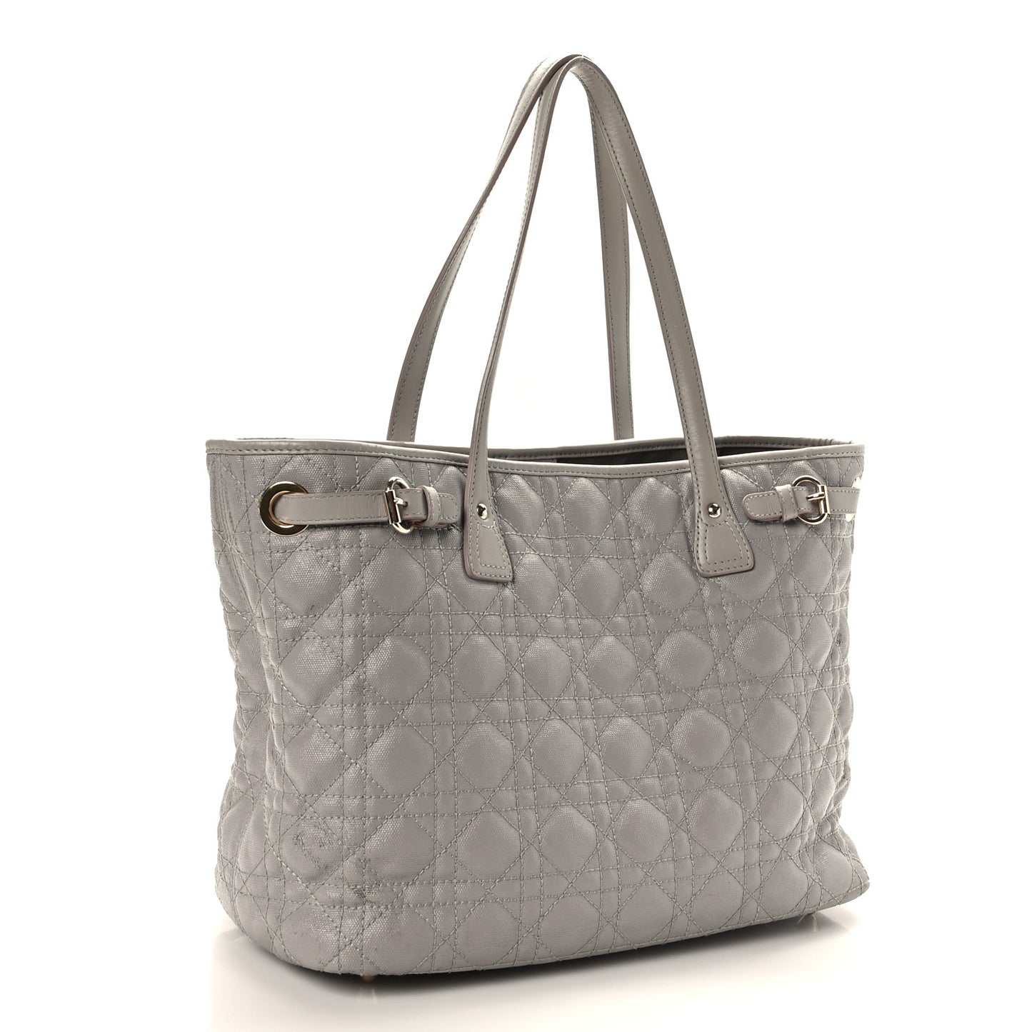 Coated Canvas Cannage Small Panarea Tote Grey