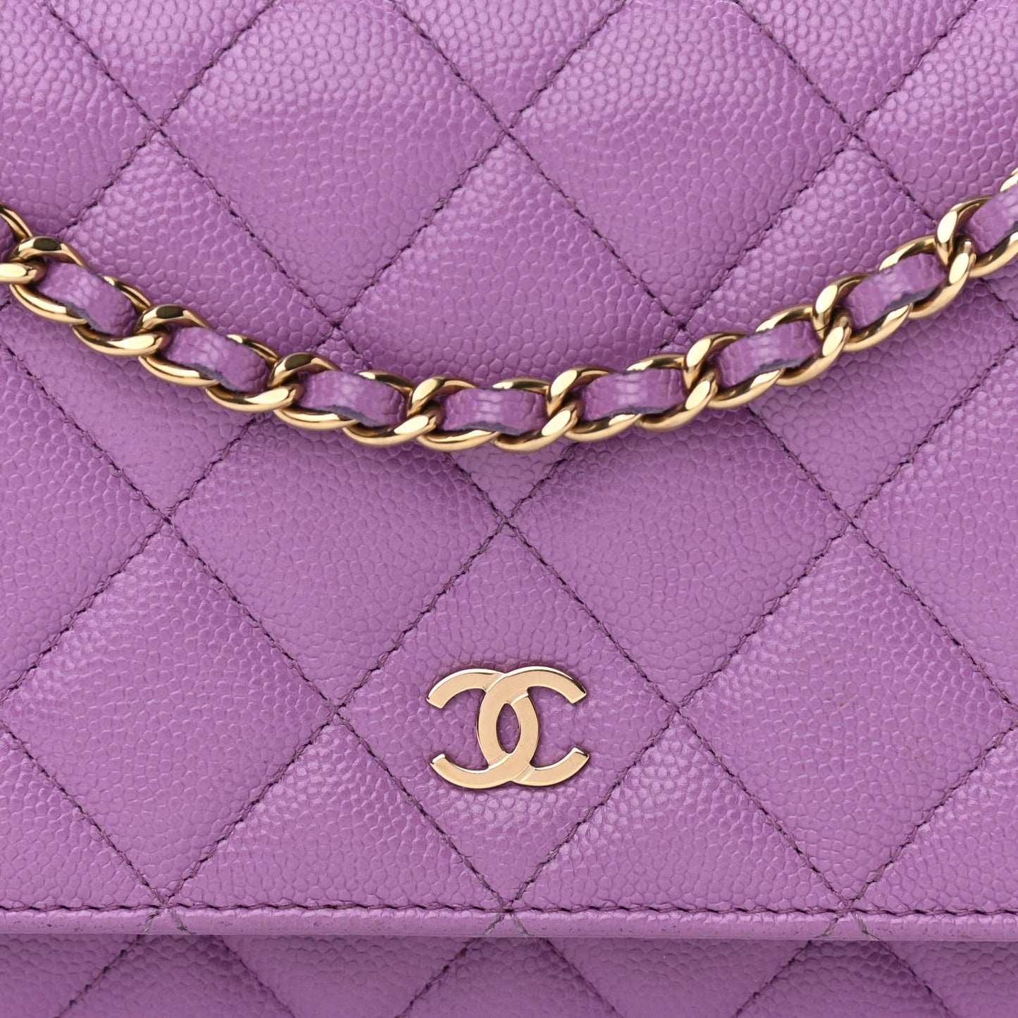 Caviar Quilted Wallet On Chain WOC Purple