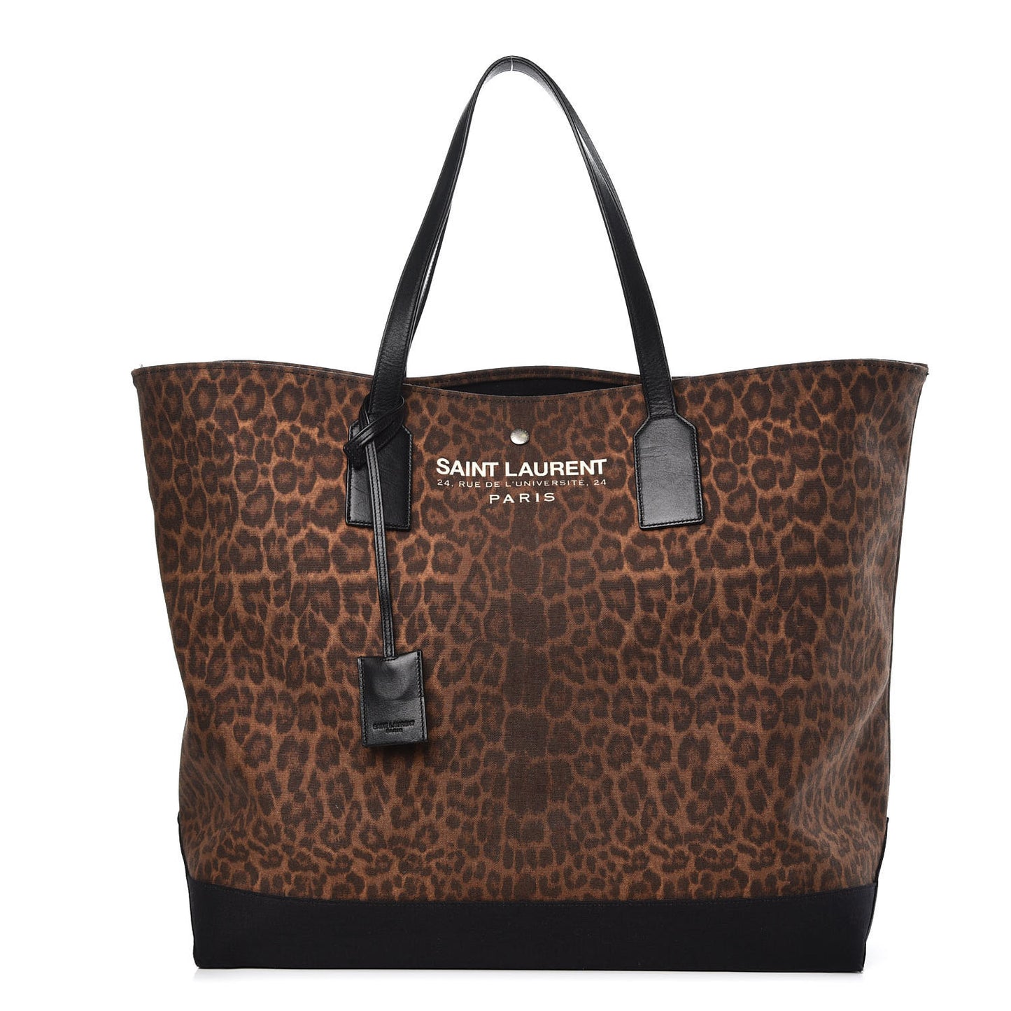 Canvas Leopard Beach Shopping East West Tote Black