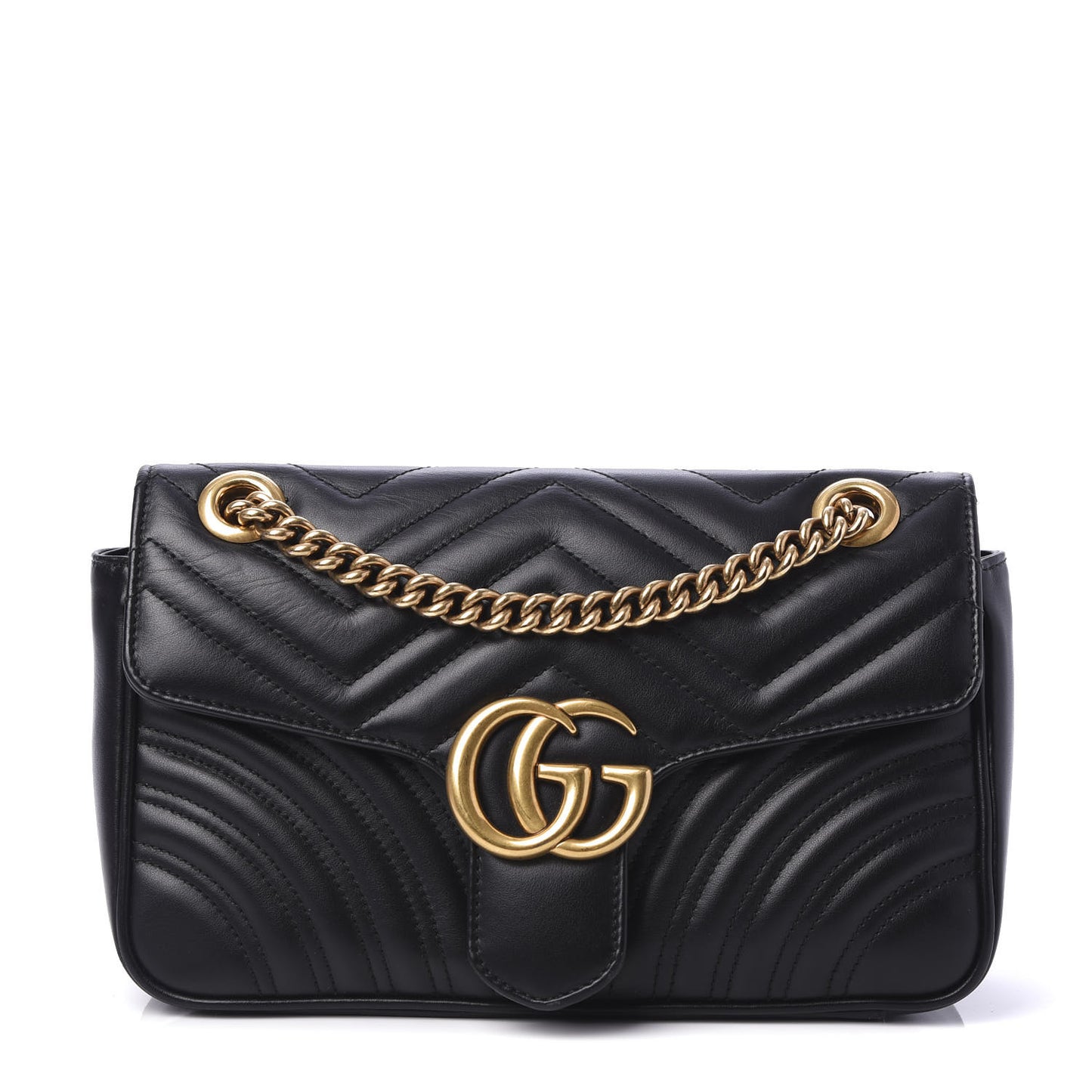 Calfskin Matelasse Small GG Marmont Shoulder Bag Black