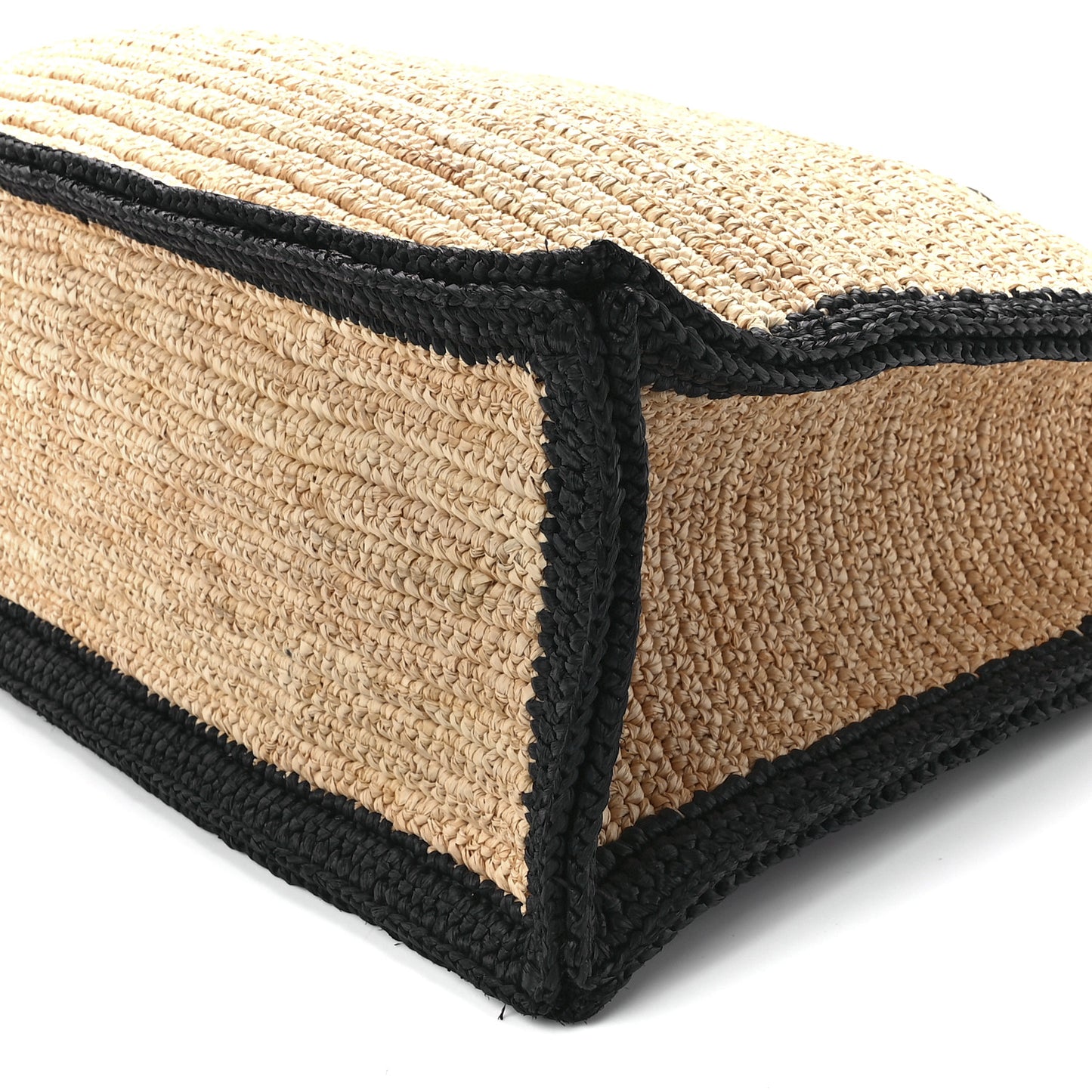 Raffia Calfskin Rive Gauche Tote Naturale Black